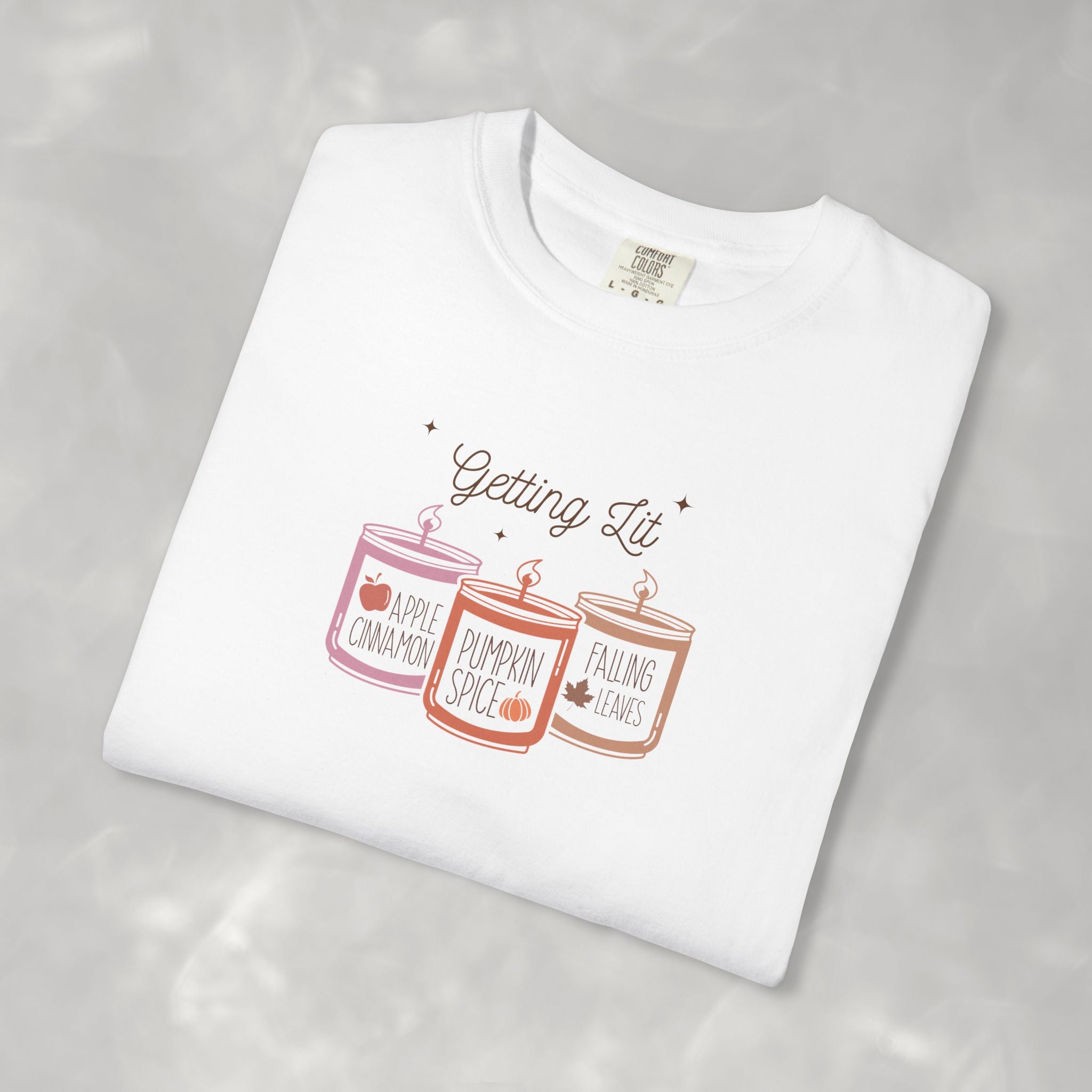 Getting Lit Funny Fall Candle Comfort Colors Tee