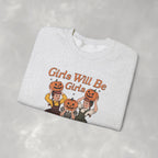 Girls Will Be Girls, Funny Retro Vintage Halloween, Unisex Heavy Blend™ Crewneck Sweatshirt