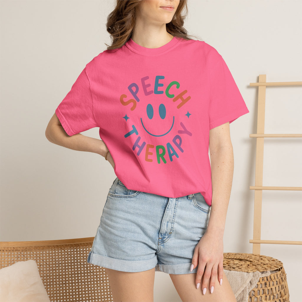 Speech Therapy, Cute Playful Smile, SLP, SLPA Comfort Colors Tee