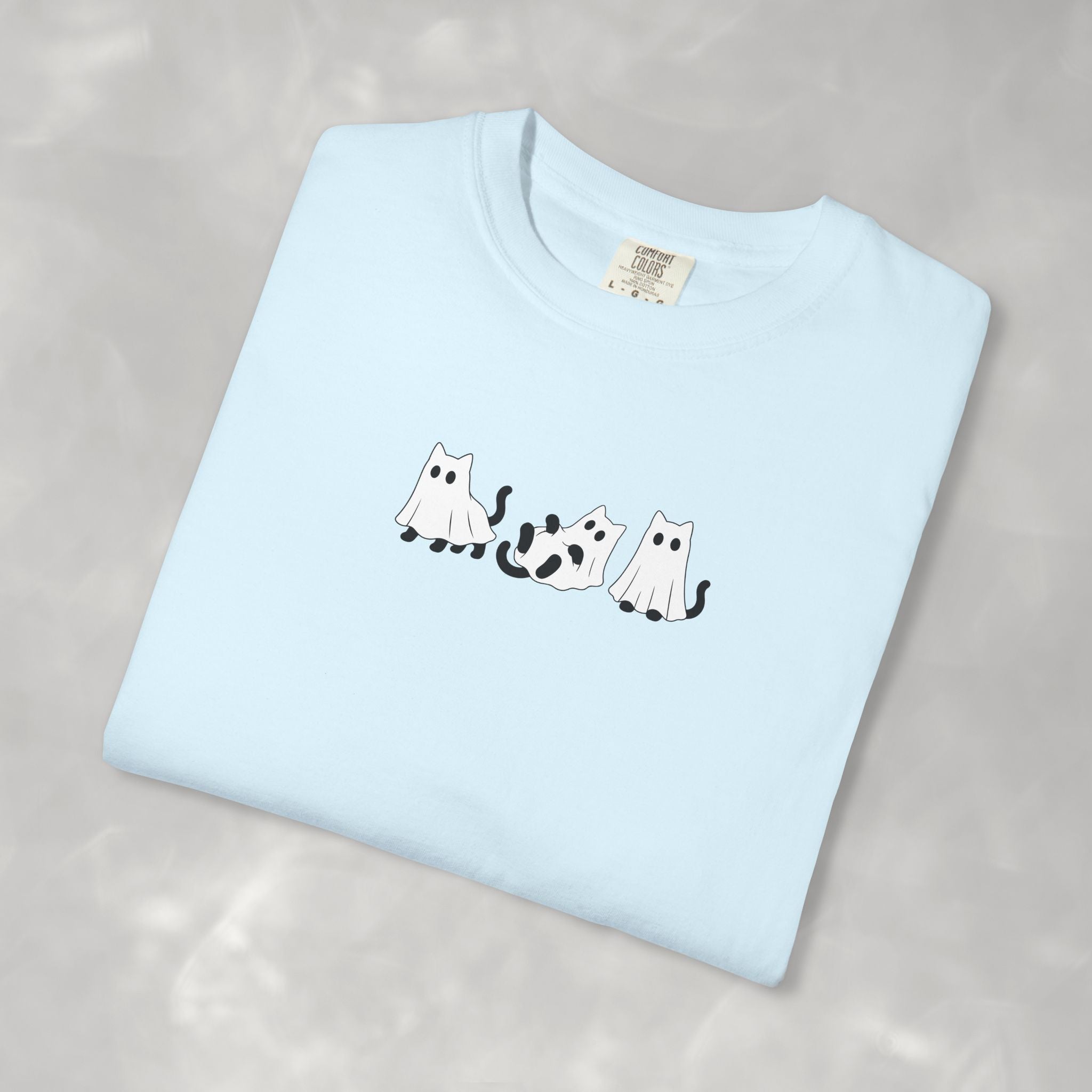 Cute Black Cat Ghosts, Haunted Kitties Halloween Comfort Colors Tee