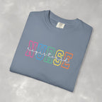 Colorful Rainbow Whimsical Varsity Registered Nurse Comfort Colors Unisex Garment-Dyed T-shirt