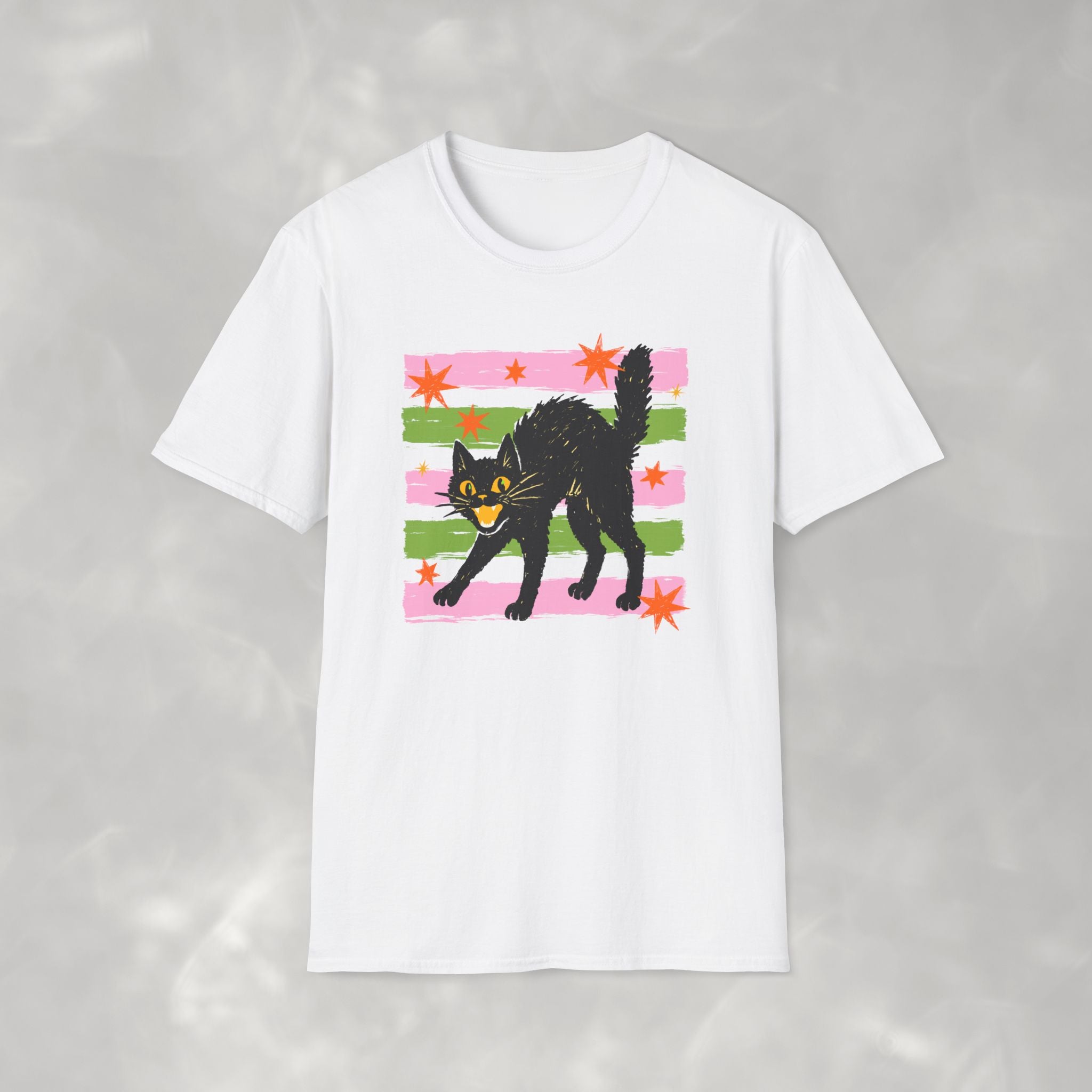 Spooky, Cute Black Cat, Halloween Gildan Unisex Softstyle T-Shirt