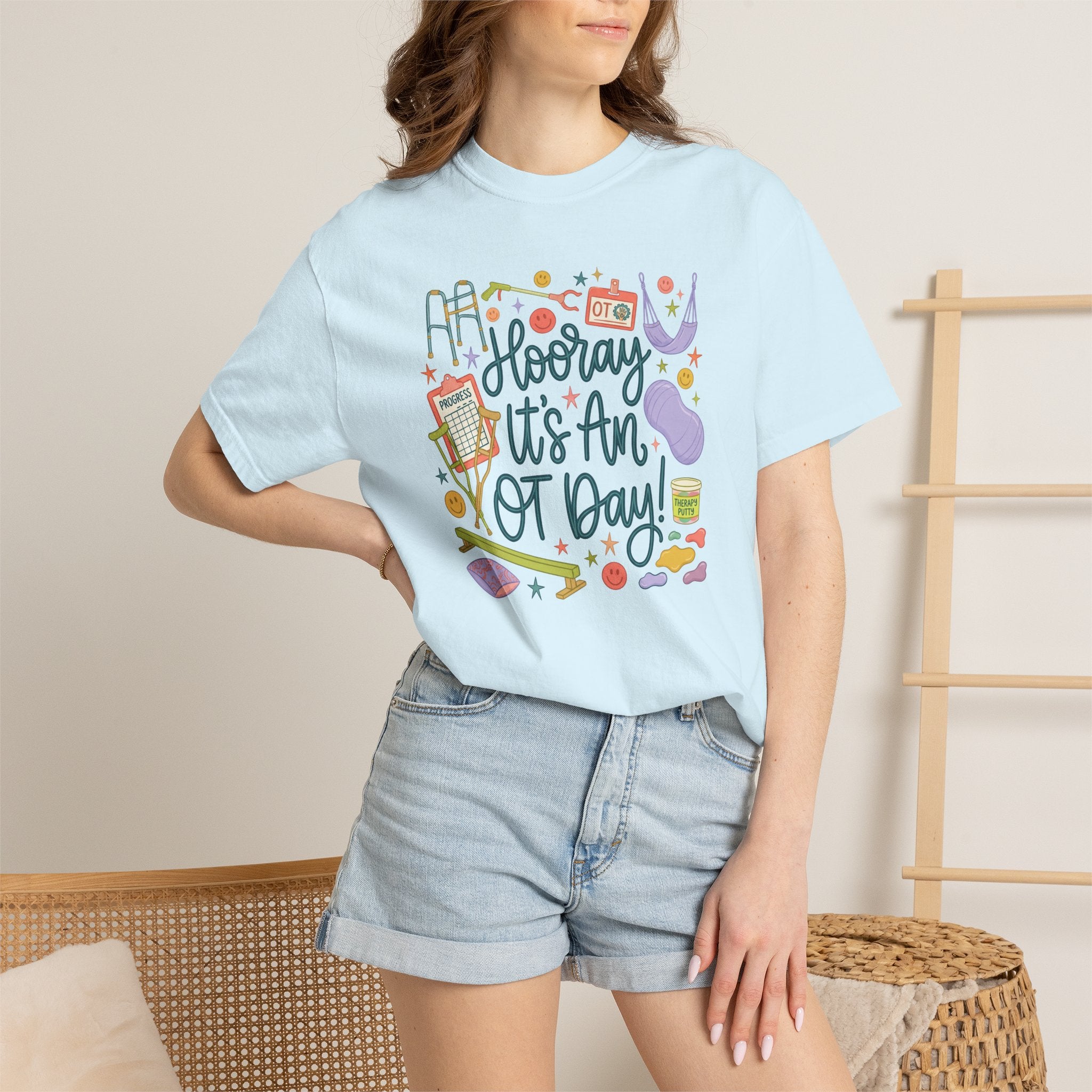 Hooray It's an OT Day, Cute, Playful, Pediatric Occupational Therapy, OTR, COTA Comfort Colors Tee