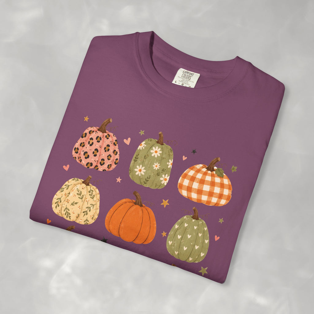 Whimsical Autumn Pumpkins Comfort Color Garment-Dyed T-shirt for Fall, Thanksgiving