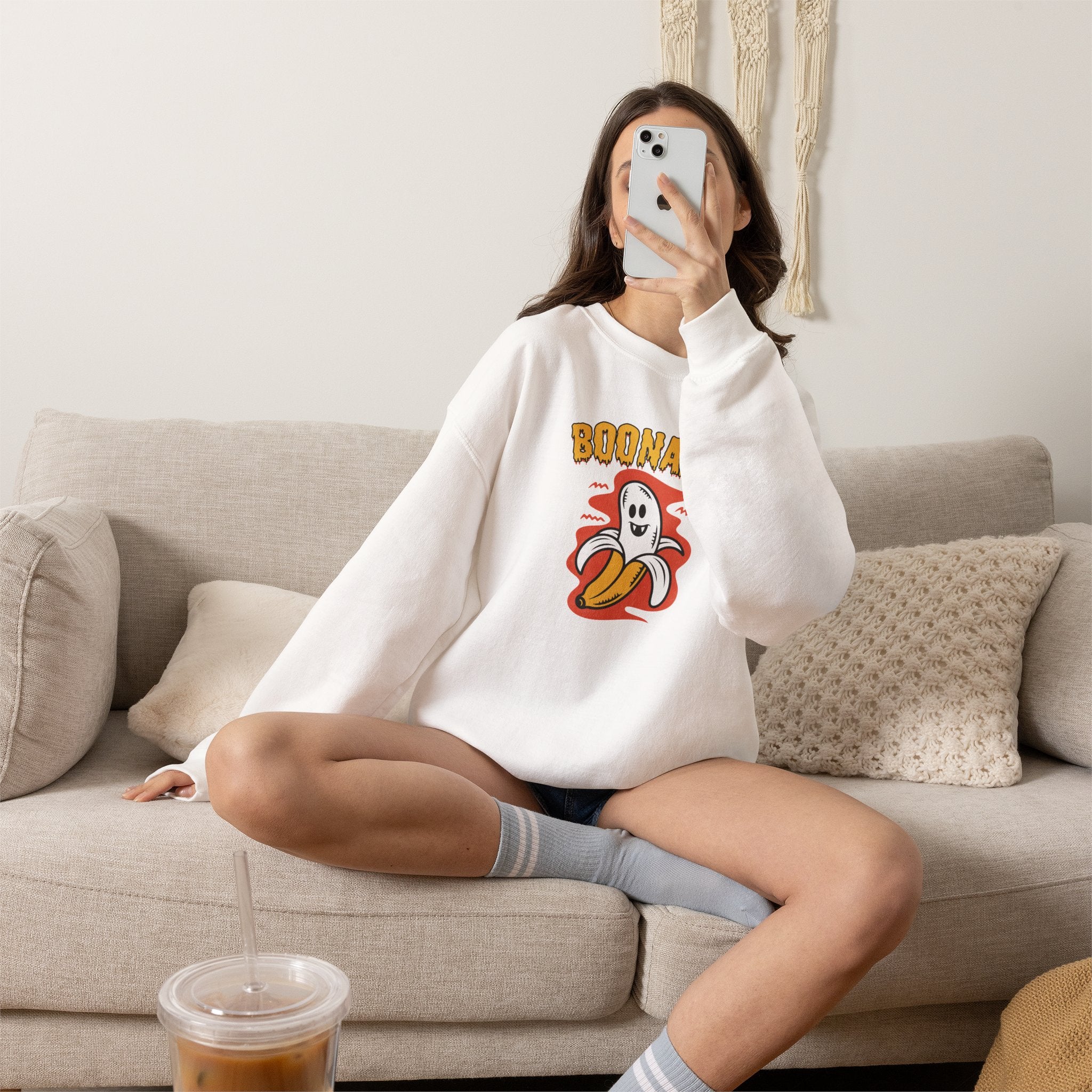 Cute Boonana Funny Halloween Gildan Unisex Heavy Blend™ Crewneck Sweatshirt