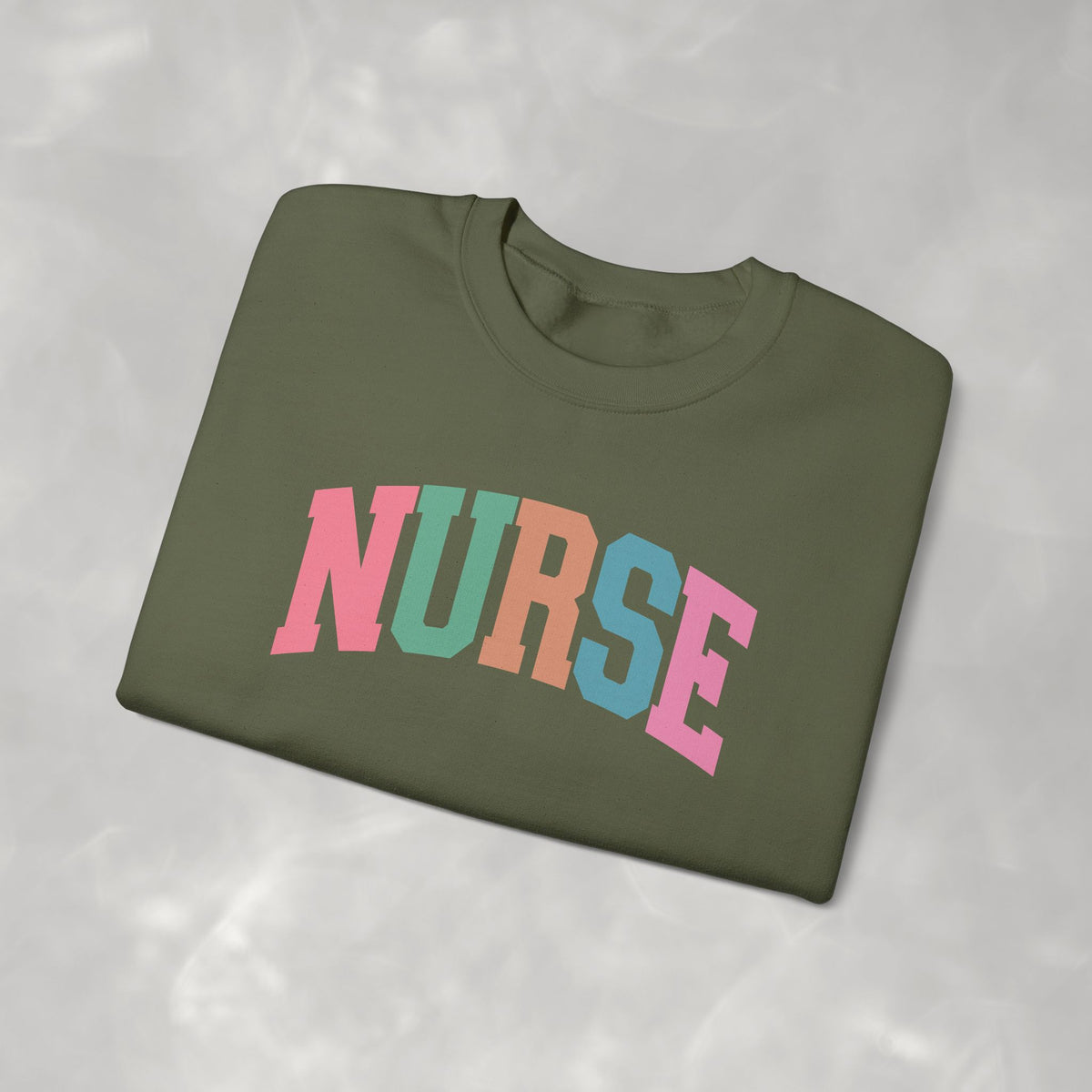 Colorful Fun Whimsical Varsity Nurse Gildan Unisex Heavy Blend™ Crewneck Sweatshirt for RN, LPN, GN, Student Nurse