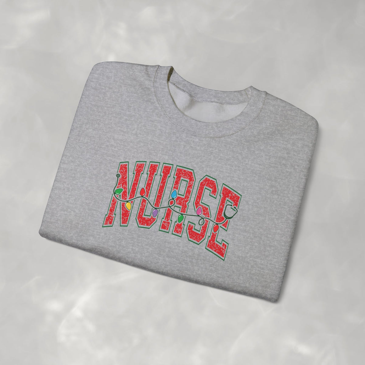 Christmas Lights Nurse Stethoscope Gildan Unisex Heavy Blend™ Crewneck Sweatshirt for RN, LPN, GN, Student Nurse