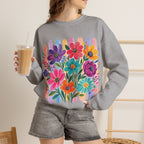 Boho Floral Striped Gildan Unisex Heavy Blend™ Crewneck Sweatshirt