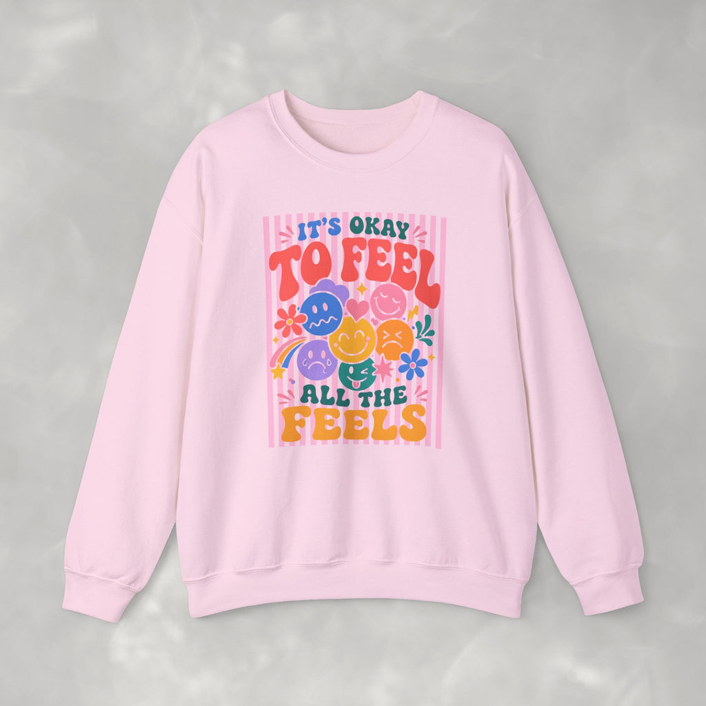 It's Okay to Feel All the Feels Gildan Unisex Heavy Blend™ Crewneck Sweatshirt for OT, PT, Speech, School Therapists