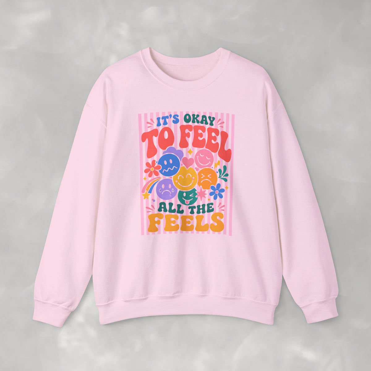 It's Okay to Feel All the Feels Gildan Unisex Heavy Blend™ Crewneck Sweatshirt for OT, PT, Speech, School Therapists