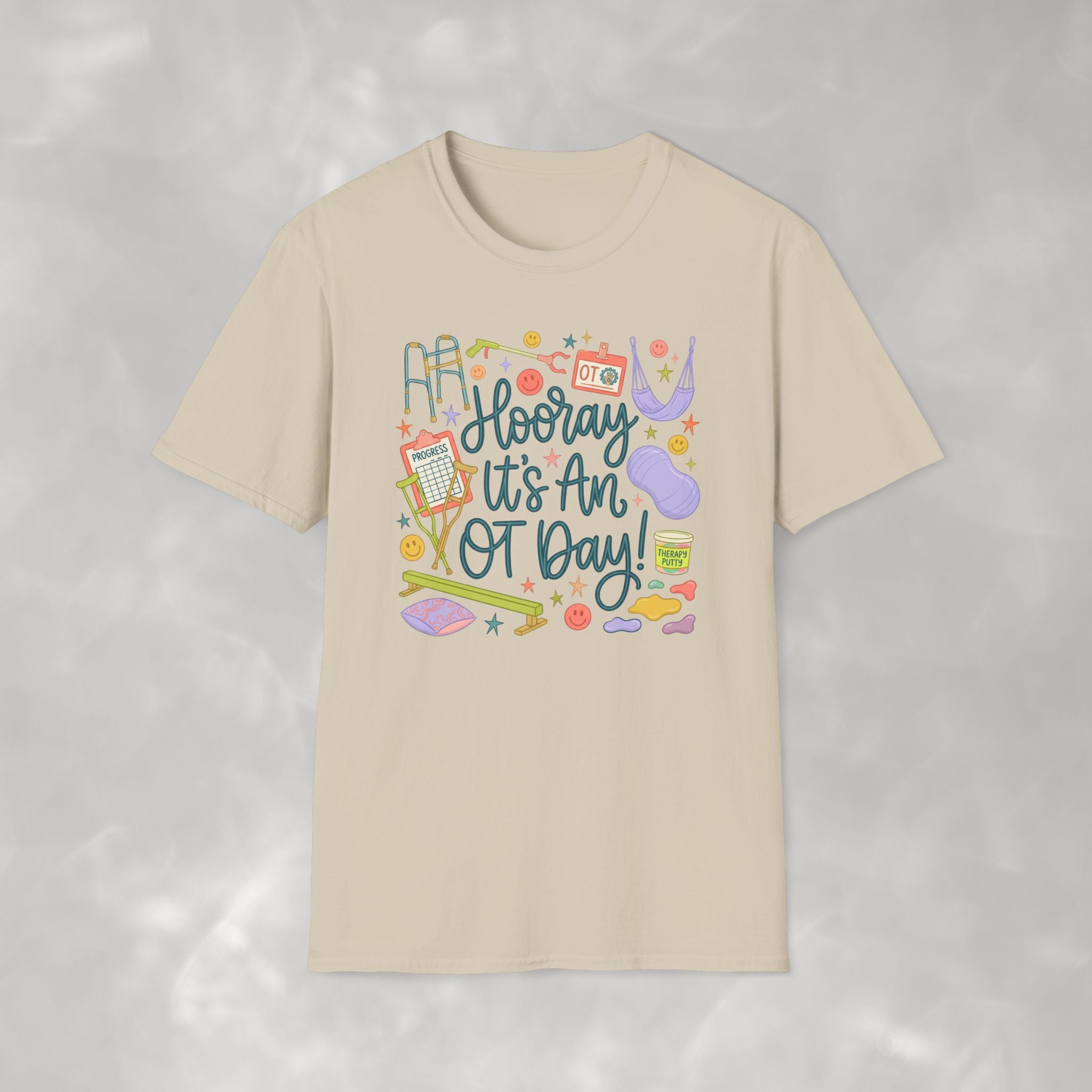 Hooray It's an OT Day, Cute, Playful, Pediatric Occupational Therapy, OTR, COTA Gildan Unisex Softstyle T-Shirt