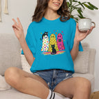Preppy, Girly, Cute Halloween Ghosts with Cats, Comfort Colors Tee