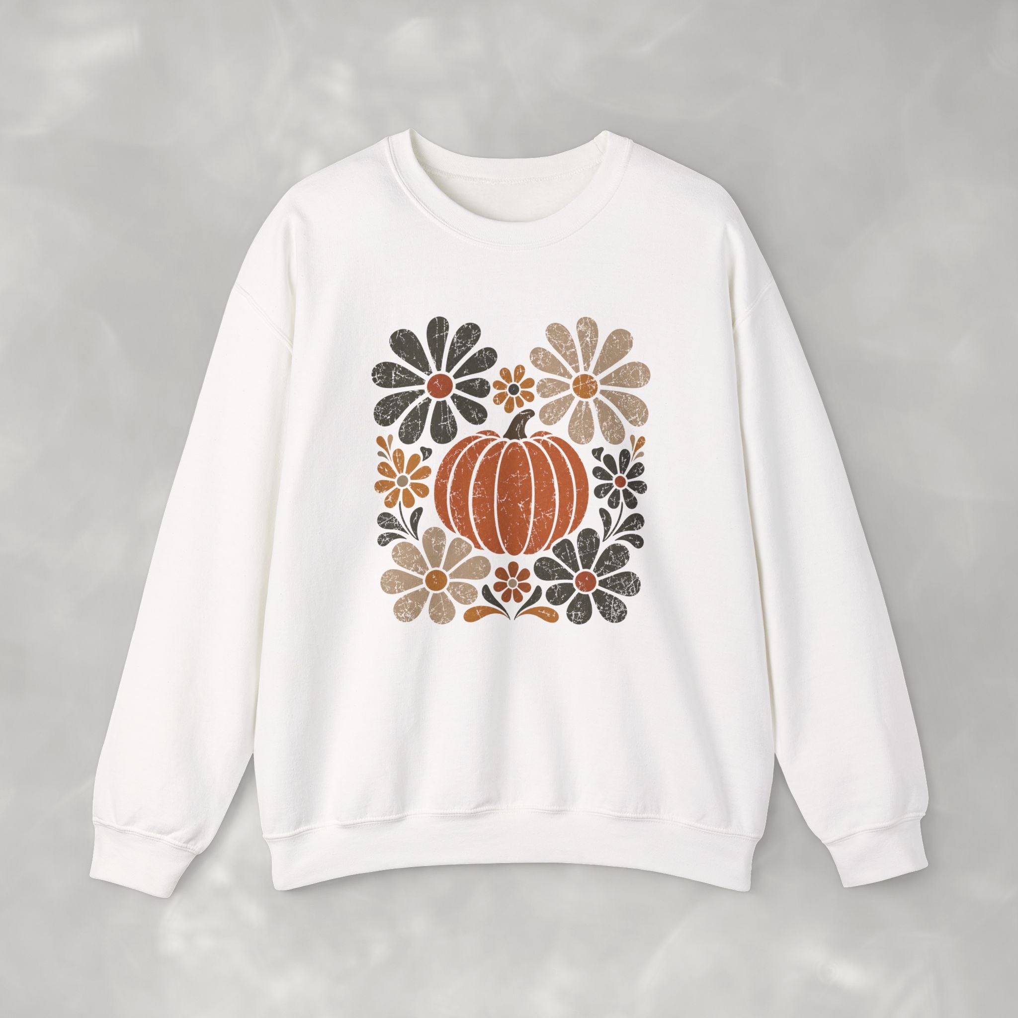 Retro Fall, Autumn Pumpkin Gildan Unisex Heavy Blend™ Crewneck Sweatshirt