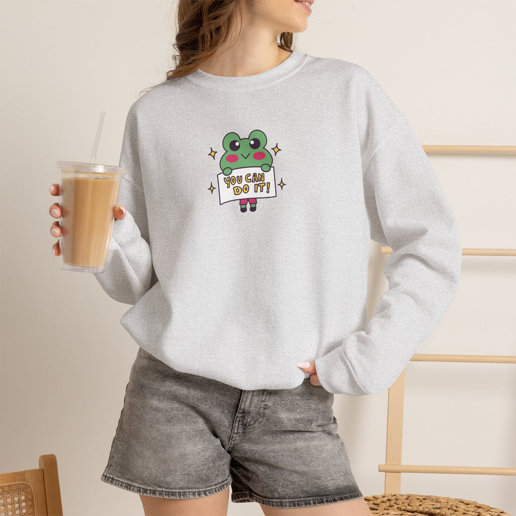 You Can Do It, Cute Motivational Frog Unisex Heavy Blend™ Crewneck Sweatshirt for OT, PT, Speech Therapist