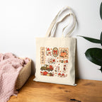 Hello Fall, Cute Autumn Collage Double-Sided Cotton Canvas Tote Bag