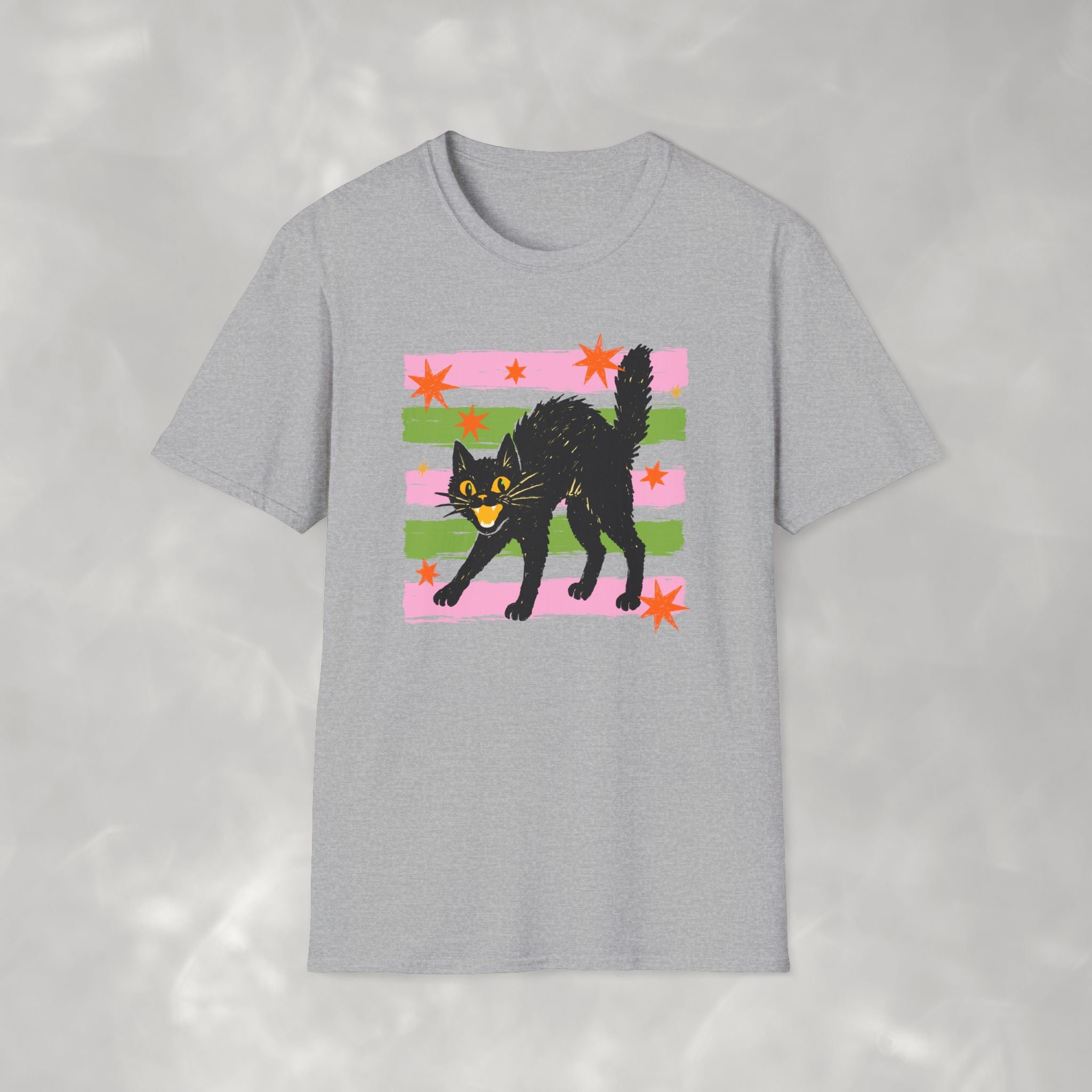 Spooky, Cute Black Cat, Halloween Gildan Unisex Softstyle T-Shirt