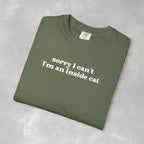 Sorry I Can't I'm an Inside Cat, Funny Cat Lover Comfort Colors Unisex Garment-Dyed T-shirt