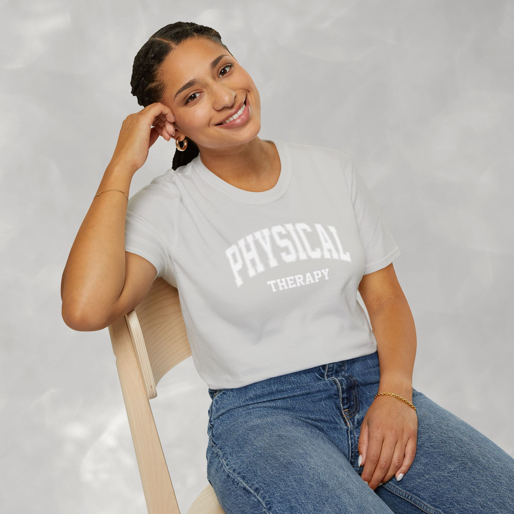 Physical Therapy, Therapist Varsity Style Gildan Unisex Softstyle T-Shirt