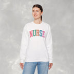 Colorful Fun Whimsical Varsity Nurse Gildan Unisex Heavy Blend™ Crewneck Sweatshirt for RN, LPN, GN, Student Nurse