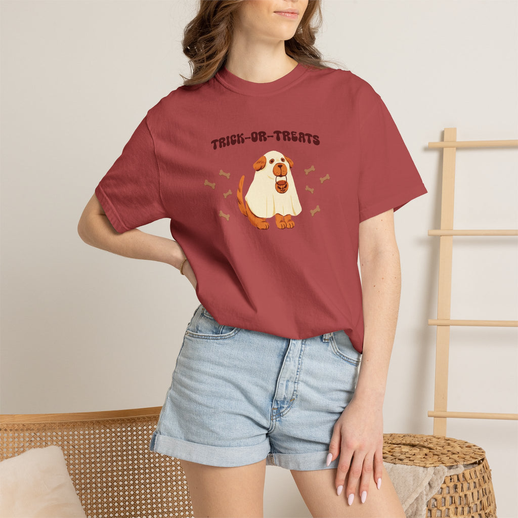 Trick-or-Treats Cute Funny Halloween Dog Lover Unisex Garment-Dyed T-shirt