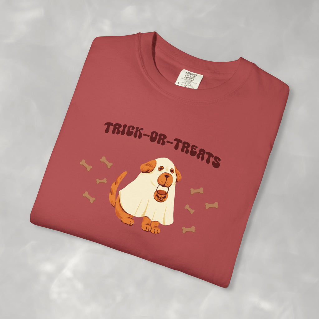 Trick-or-Treats Cute Funny Halloween Dog Lover Unisex Garment-Dyed T-shirt