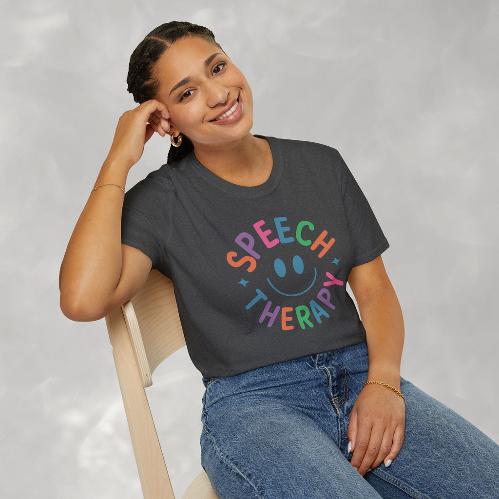 Speech Therapy, Cute Playful Smile, SLP, SLPA Gildan Unisex Softstyle T-Shirt
