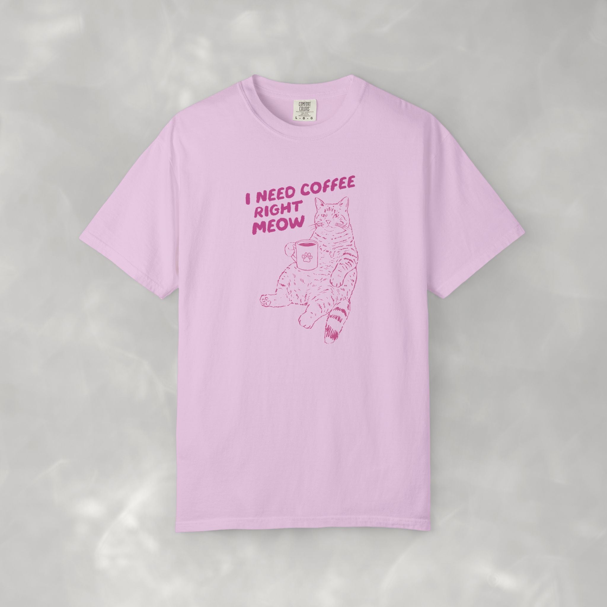 I Need Coffee Right Meow, Funny Cat, Coffee Lover Comfort Colors Tee