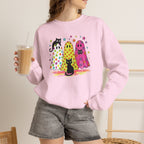 Preppy, Girly, Cute Halloween Ghosts with Cats, Gildan Unisex Heavy Blend™ Crewneck Sweatshirt