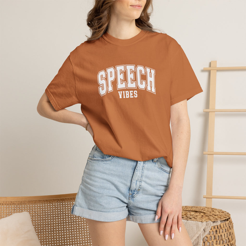 Speech Vibes, Unisex Comfort Colors Tee for SLP, SLPA, Speech Therapy
