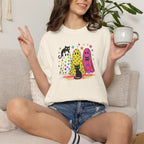 Preppy, Girly, Cute Halloween Ghosts with Cats, Comfort Colors Tee