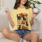 Spooky Black Cats and Jack-O-Lanterns, Unisex Comfort Colors Tee