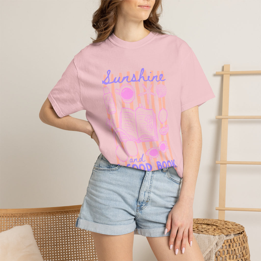 Sunshine and a Good Book, Book Lover Comfort Colors Tee