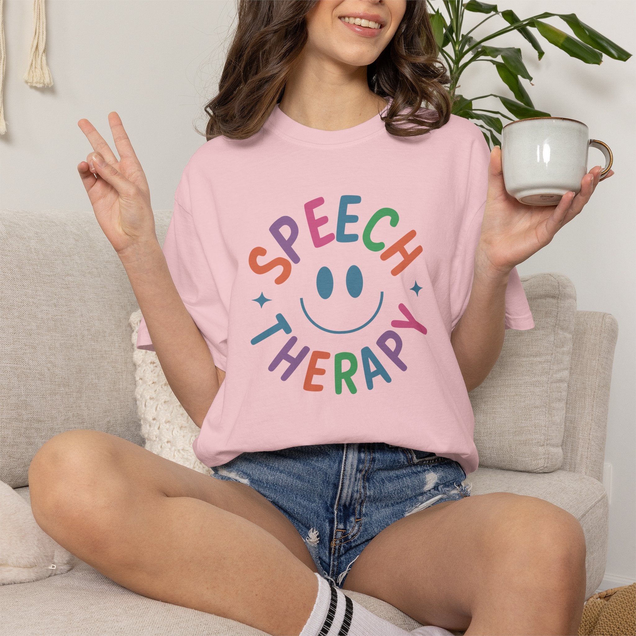 Speech Therapy, Cute Playful Smile, SLP, SLPA Comfort Colors Tee