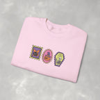Cute Halloween Spooky Stamps with Cat, Jack-O-Lanter, Skeleton, Gildan Unisex Heavy Blend™ Crewneck Sweatshirt