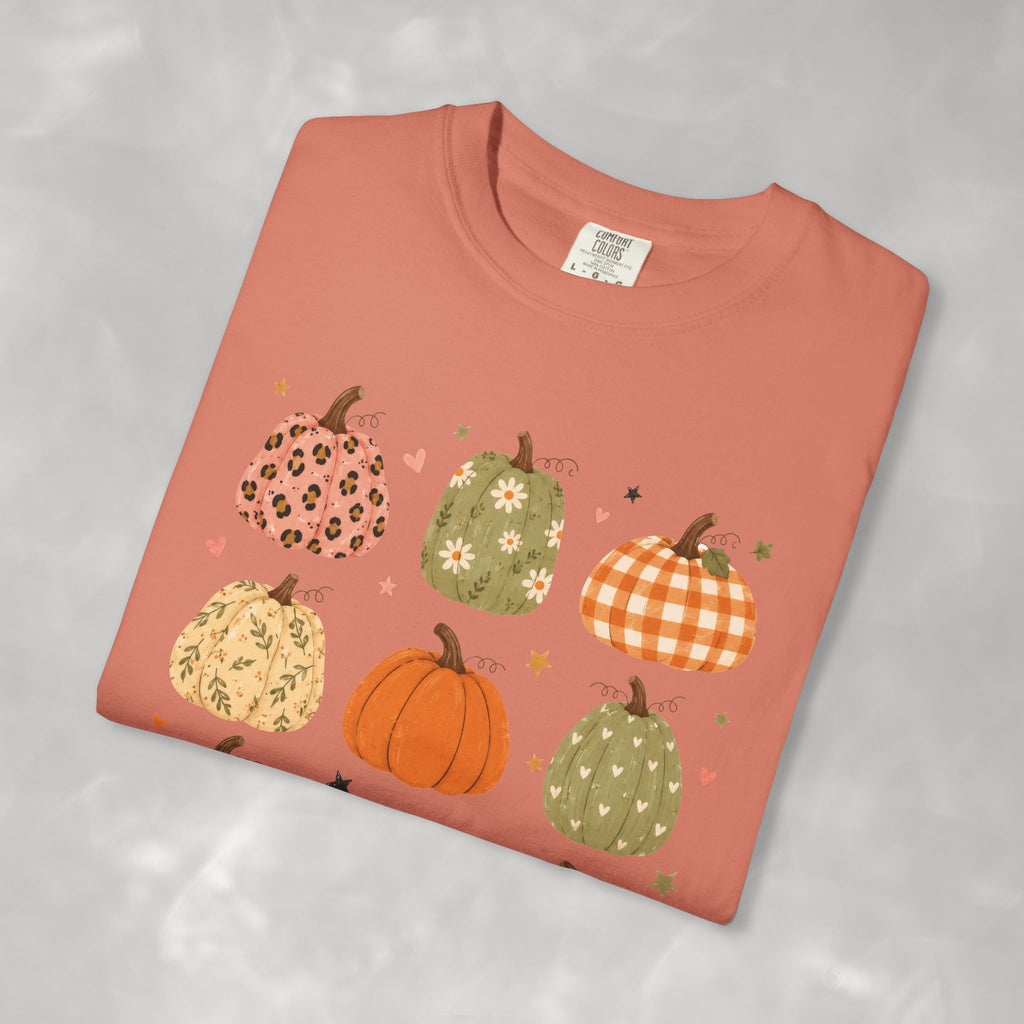 Whimsical Autumn Pumpkins Comfort Color Garment-Dyed T-shirt for Fall, Thanksgiving
