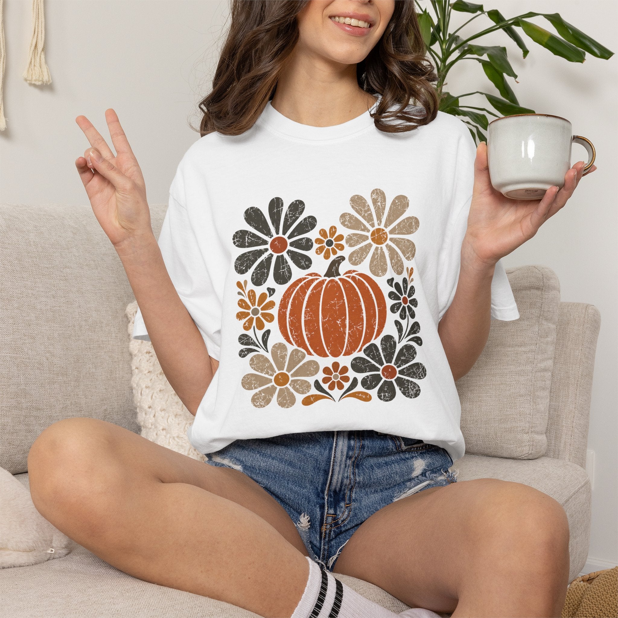 Retro Fall, Autumn Pumpkin Comfort Colors Tee