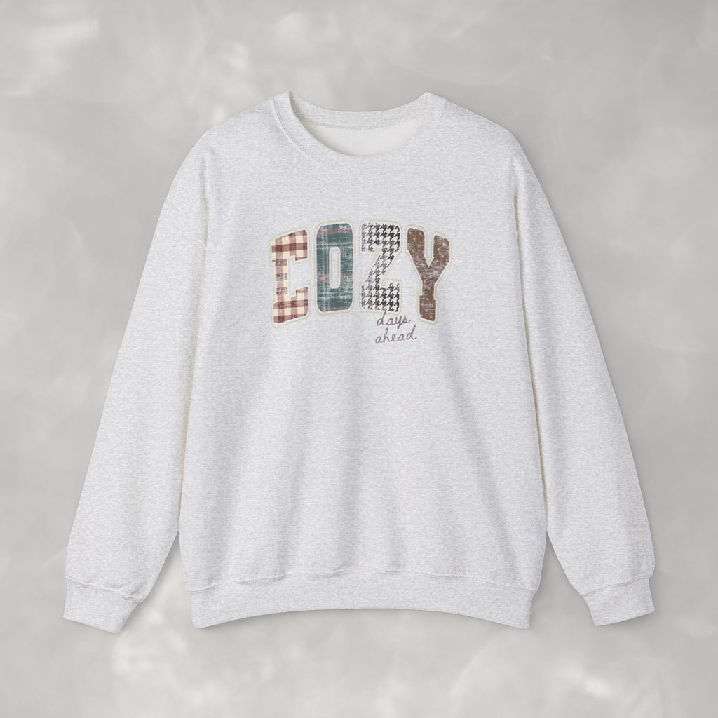 Cozy Days Ahead Cute Trendy Gildan Unisex Heavy Blend™ Crewneck Sweatshirt for Autumn, Fall, Thanksgiving