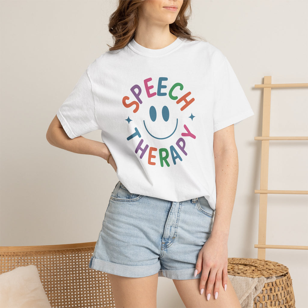 Speech Therapy, Cute Playful Smile, SLP, SLPA Comfort Colors Tee