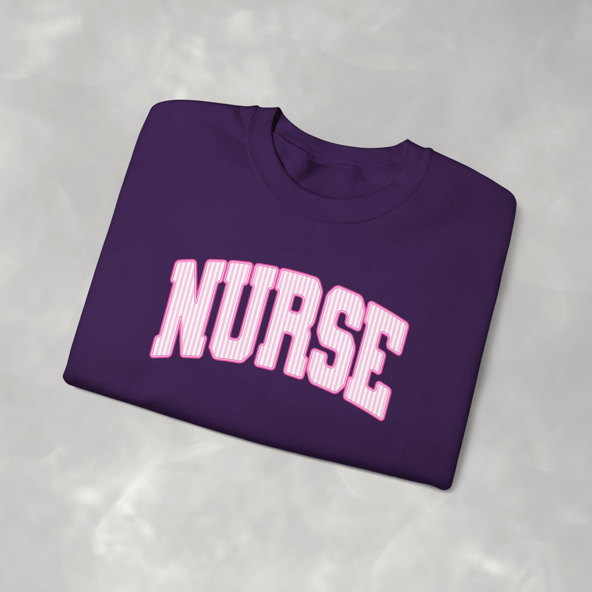 Pink Striped Varsity Nurse Gildan Unisex Heavy Blend™ Crewneck Sweatshirt for RN, LPN, GN, Student Nurse