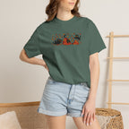 Cute Black Cats Playing in Autumn Leaves Comfort Colors Tee
