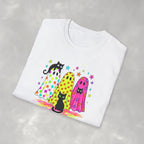 Preppy, Girly, Cute Halloween Ghosts with Cats, Gildan Unisex Softstyle T-Shirt