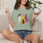 Preppy, Girly, Cute Halloween Ghosts with Cats, Comfort Colors Tee