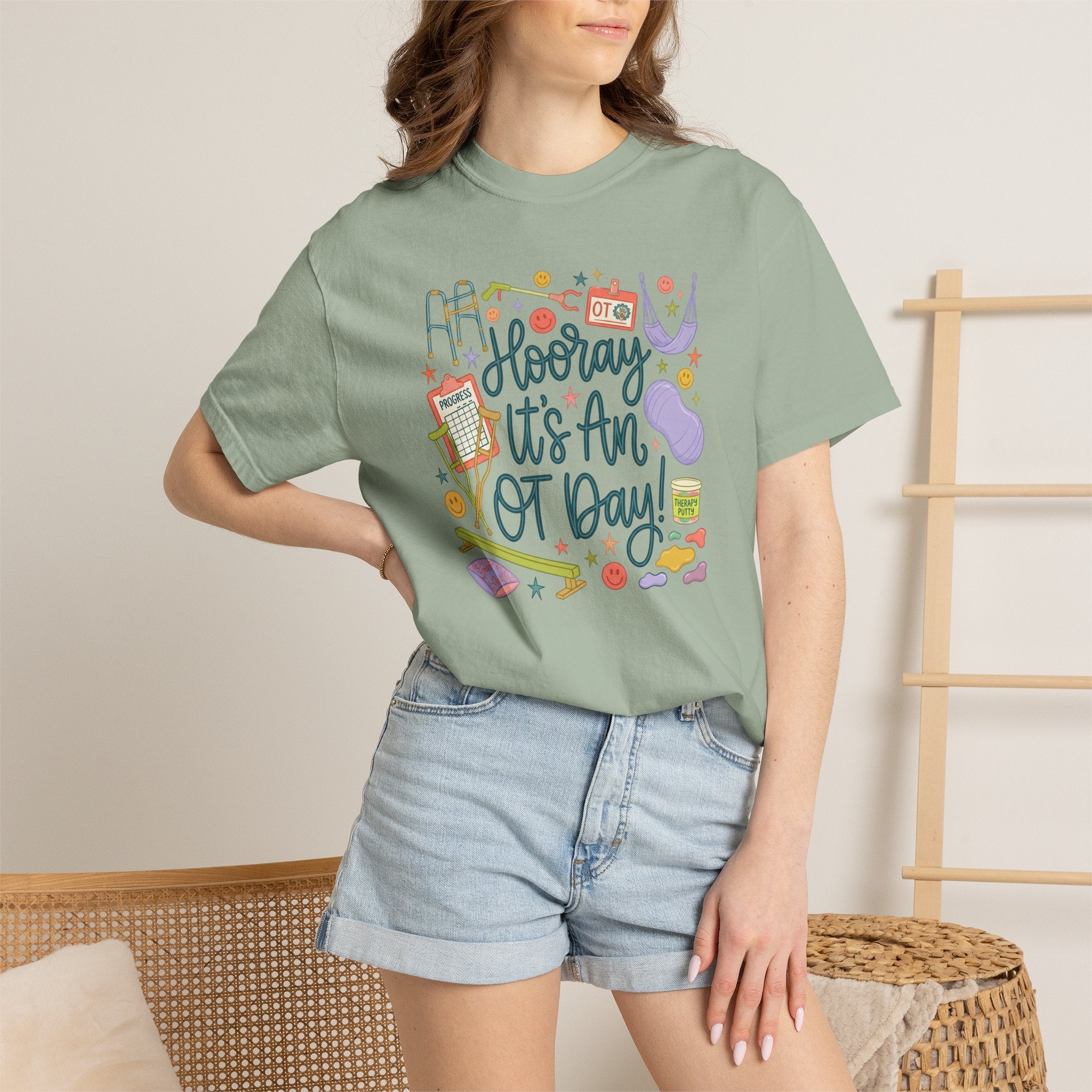 Hooray It's an OT Day, Cute, Playful, Pediatric Occupational Therapy, OTR, COTA Comfort Colors Tee