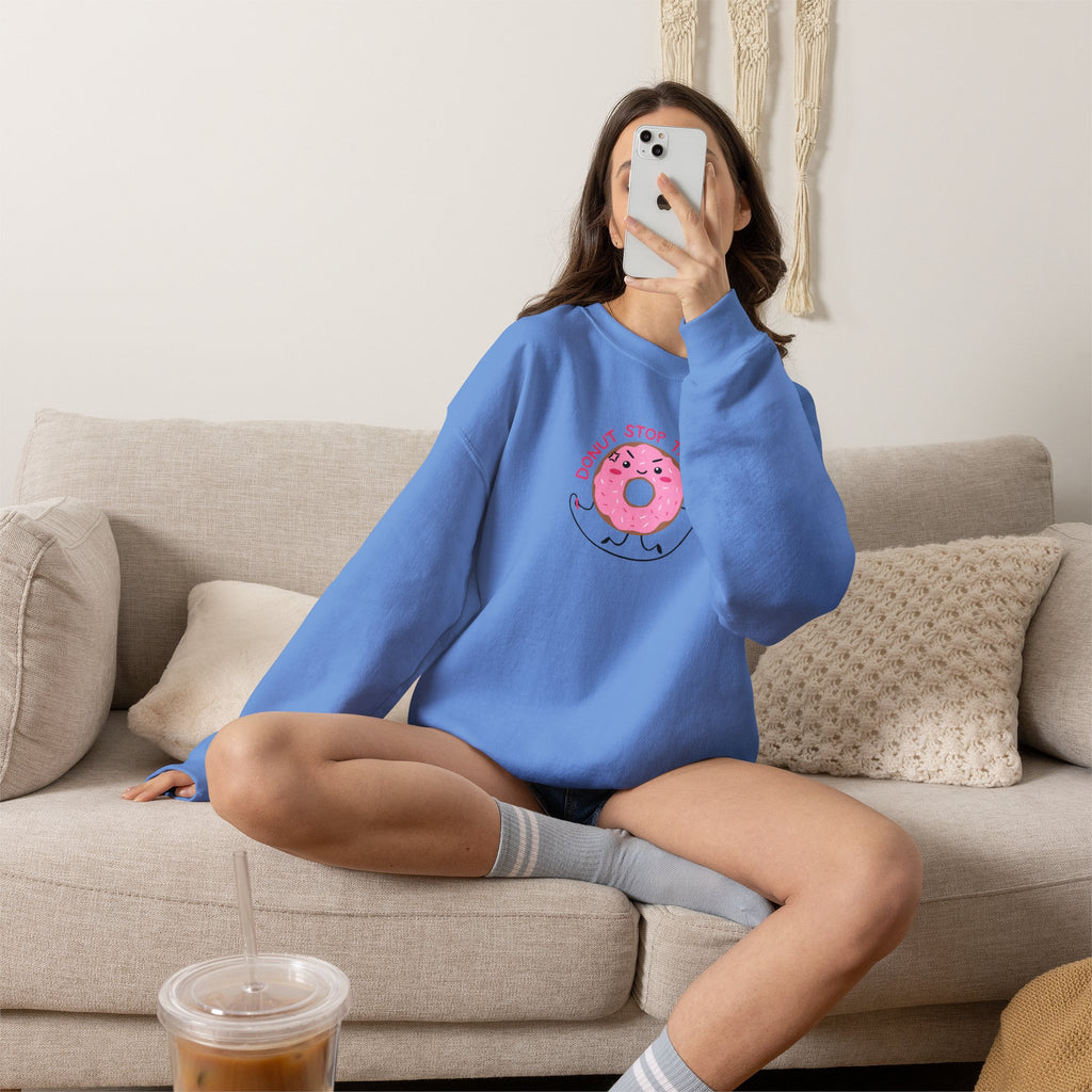 Donut Stop Trying, Funny Cute Motivational Gildan Unisex Heavy Blend™ Crewneck Sweatshirt