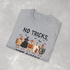 No Tricks Just Chicks, Funny Halloween Chickens in Costumes, Gildan Unisex Softstyle T-Shirt