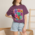 Boho Floral Stripes Comfort Colors Tee