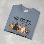 No Tricks Just Chicks, Funny Halloween Chickens in Costumes, Comfort Colors Tee