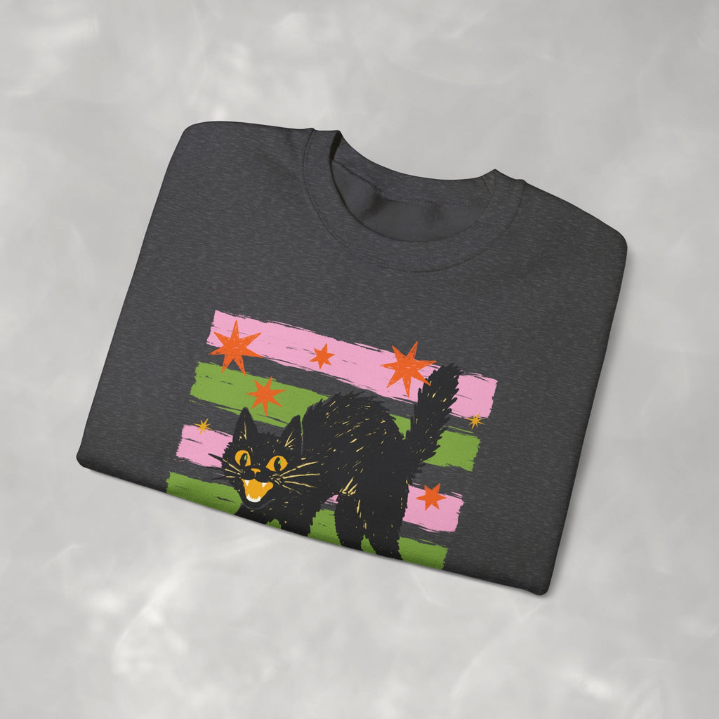 Spooky, Cute Black Cat, Halloween, Gildan Unisex Heavy Blend™ Crewneck Sweatshirt