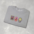 Cute Halloween Spooky Stamps with Cat, Jack-O-Lanter, Skeleton, Gildan Unisex Heavy Blend™ Crewneck Sweatshirt