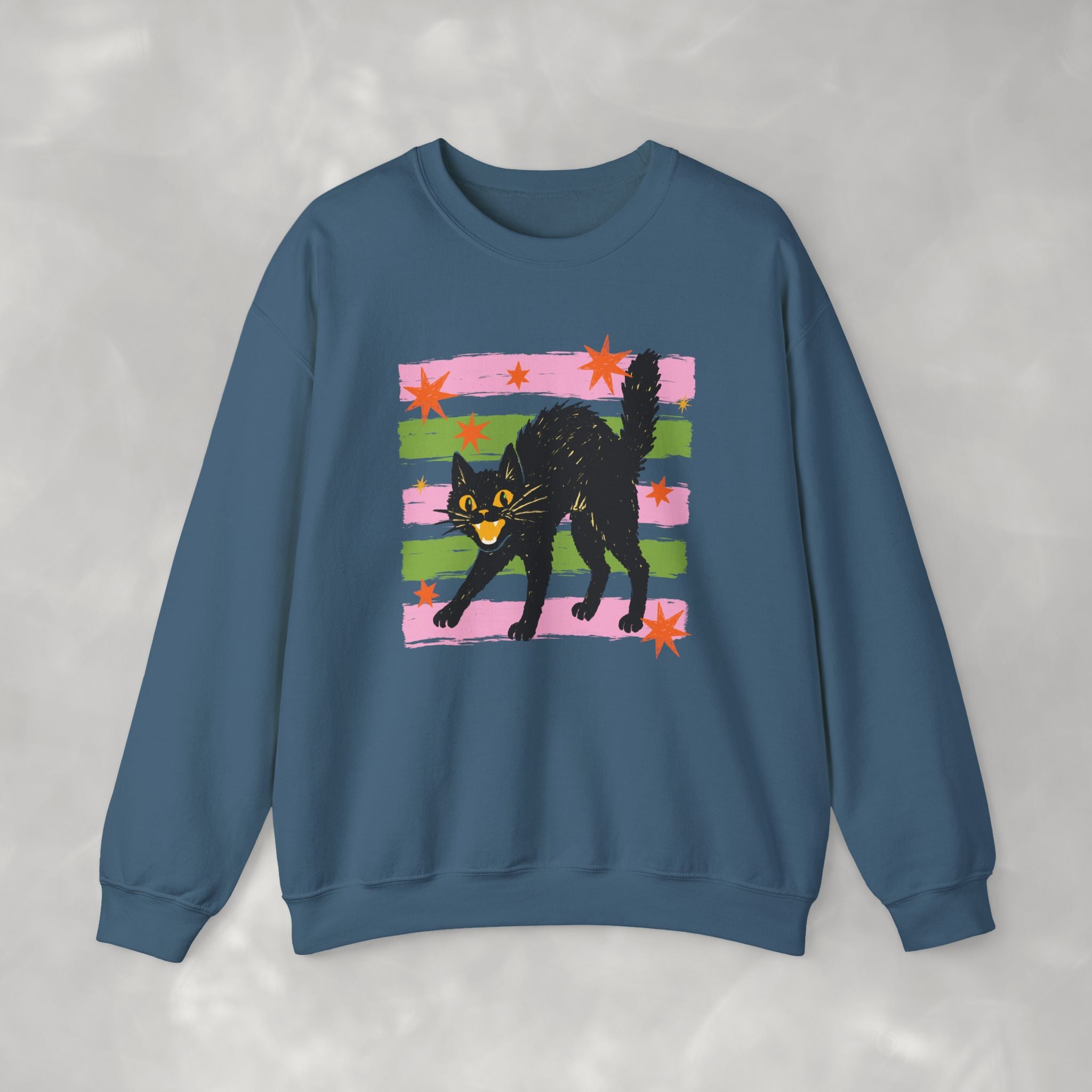 Spooky, Cute Black Cat, Halloween, Gildan Unisex Heavy Blend™ Crewneck Sweatshirt